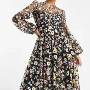 Embroidered Maxi Floral Embroidered Dress Asos ASOS Summer Floral  Embroidered Maxi Dress With Open Back Lyst